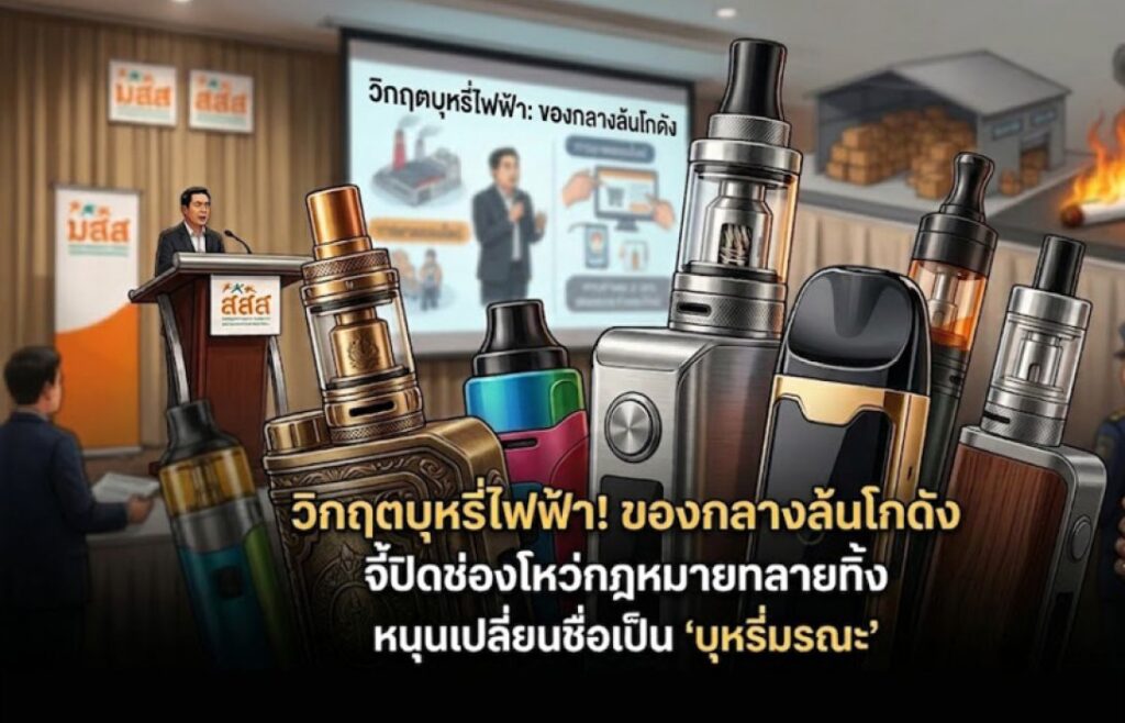 วิกฤตบุหรี่ไฟฟ้า! ของกลางล้นโกดัง จี้ปิดช่องโหว่กฎหมายทลายทิ้ง หนุนเปลี่ยนชื่อเป็น ‘บุหรี่มรณะ
